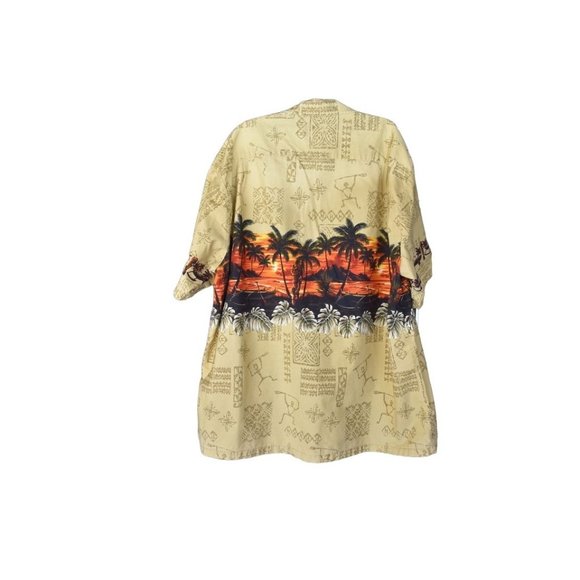 Men's Vintage Bishop Street Hawaiian Sunset Print Yellow Dad Shirt 2XL - Picture 4 of 7